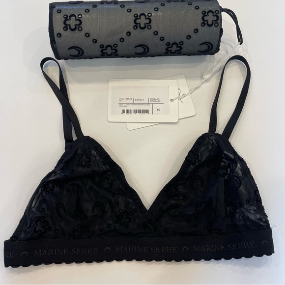NWT Marine Serre Bralette SS23 Black Logos Size XS - Picture 10 of 12